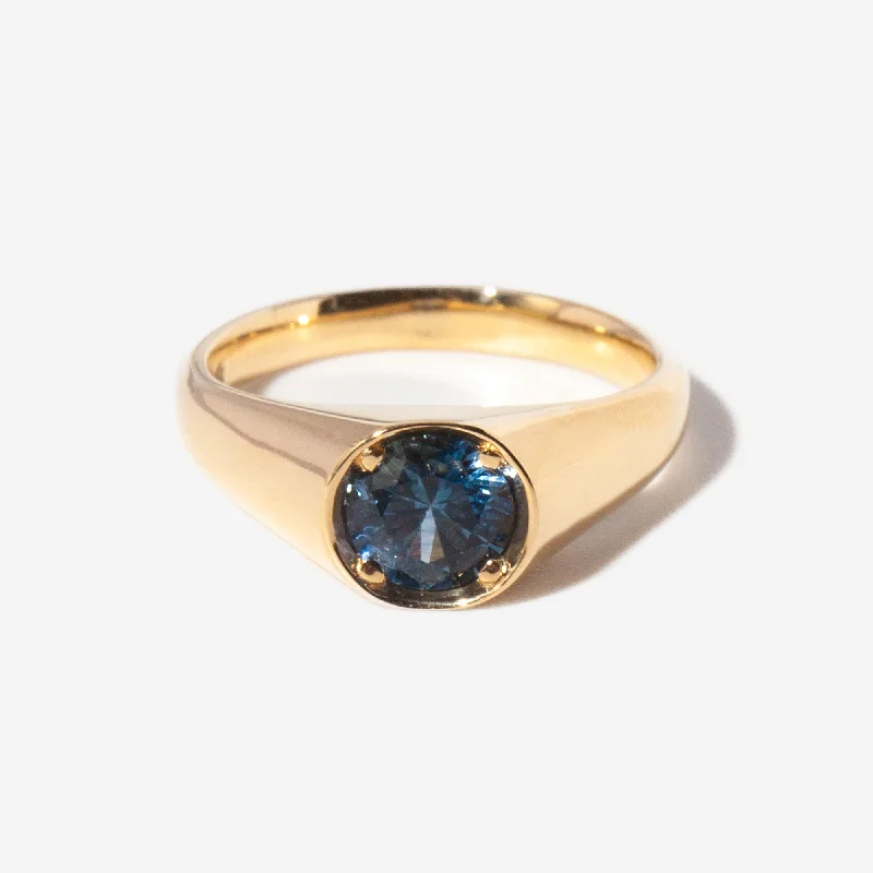 1.08 ct Round Montana Sapphire Reverence Signet Ring