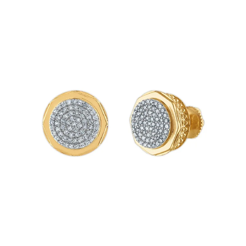 1/2 CTW Diamond Fashion Stud Round Earrings in 10KT Yellow Gold