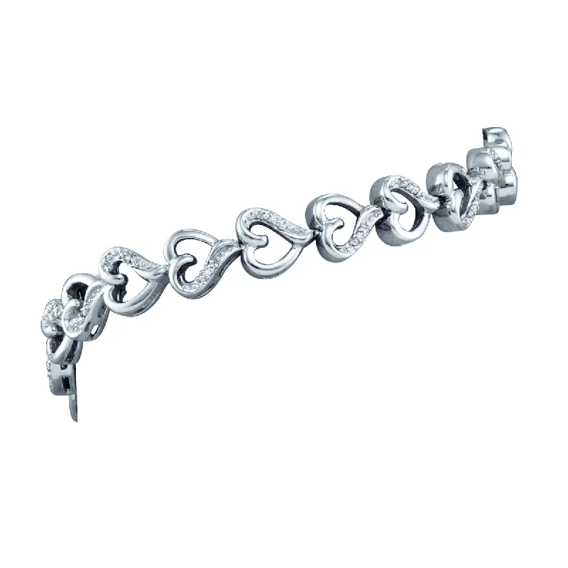 1/20 CTW Diamond Heart 7-inch Bracelet in Sterling Silver