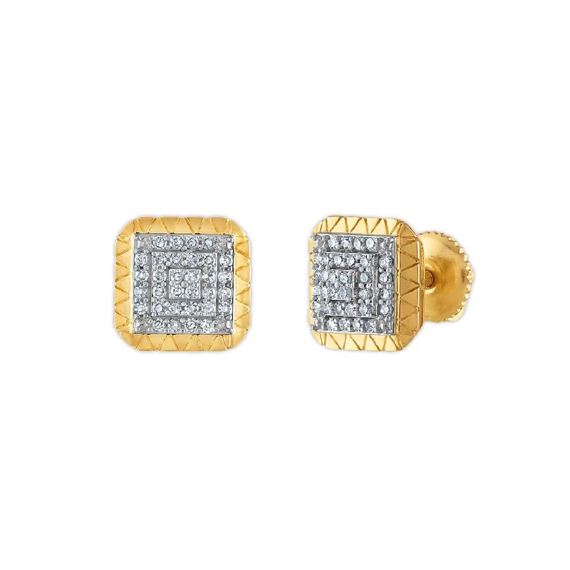 1/4 CTW Diamond Fashion Stud Square Earrings in 10KT Yellow Gold