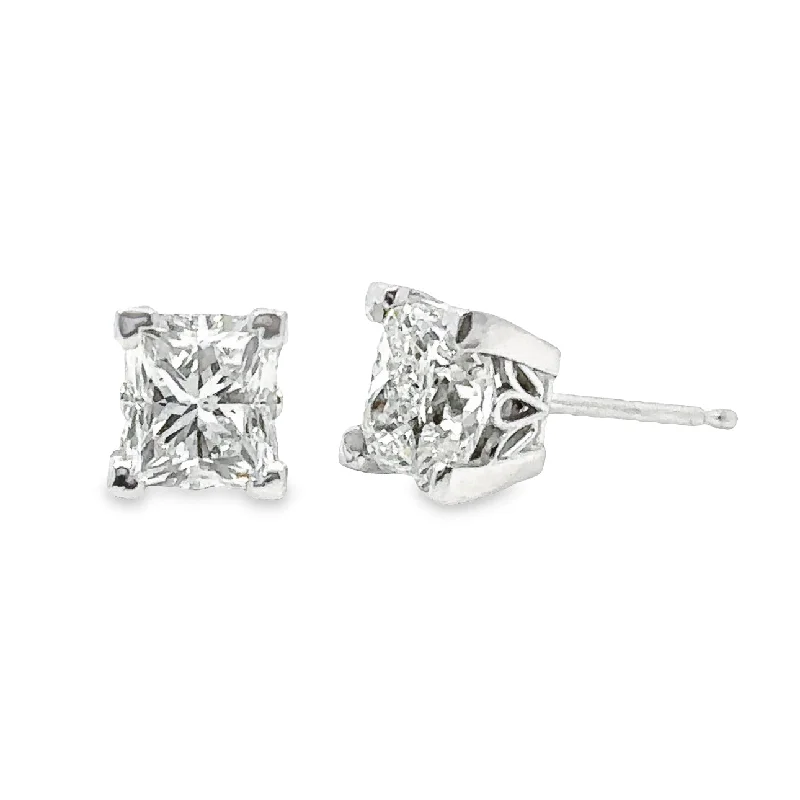 1.40 Cttw. White Gold Diamond Solitaire Earrings