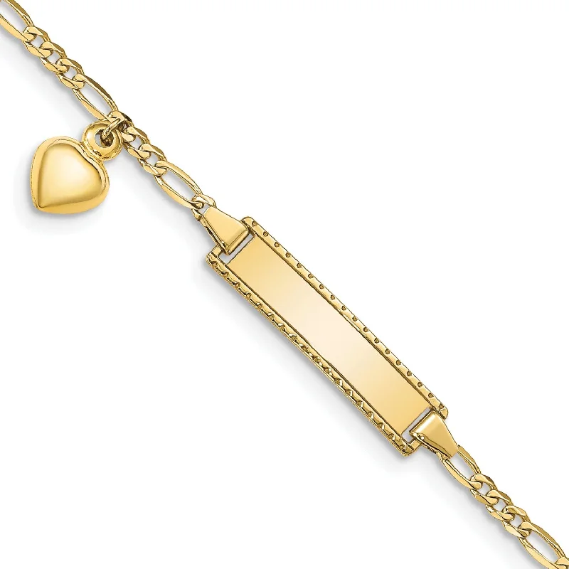 10KT Yellow Gold 6-inch 5.1MM Childrens Figaro ID Bracelet