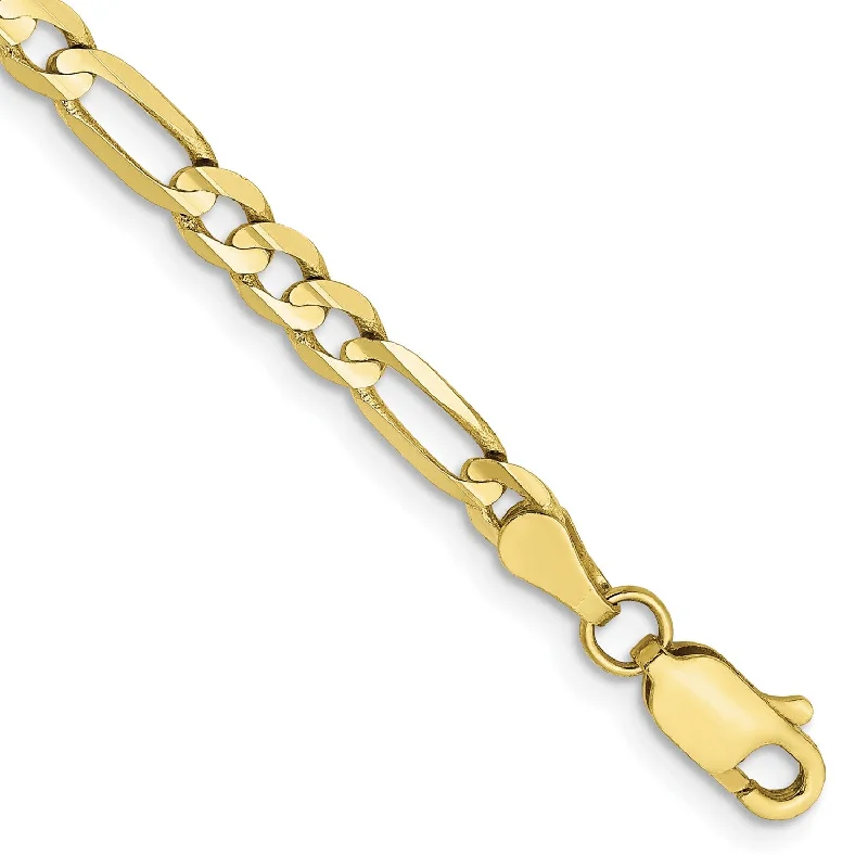 10KT Yellow Gold 7-inch 4MM Lobster Clasp Figaro Bracelet