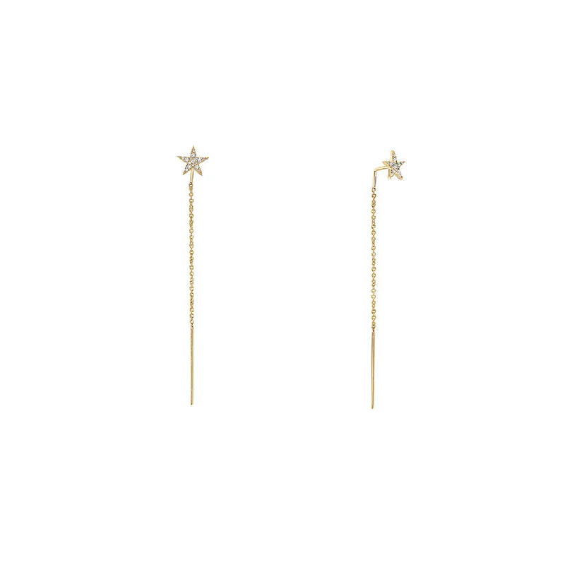 14 Karat Yellow Gold Star Threader earrings