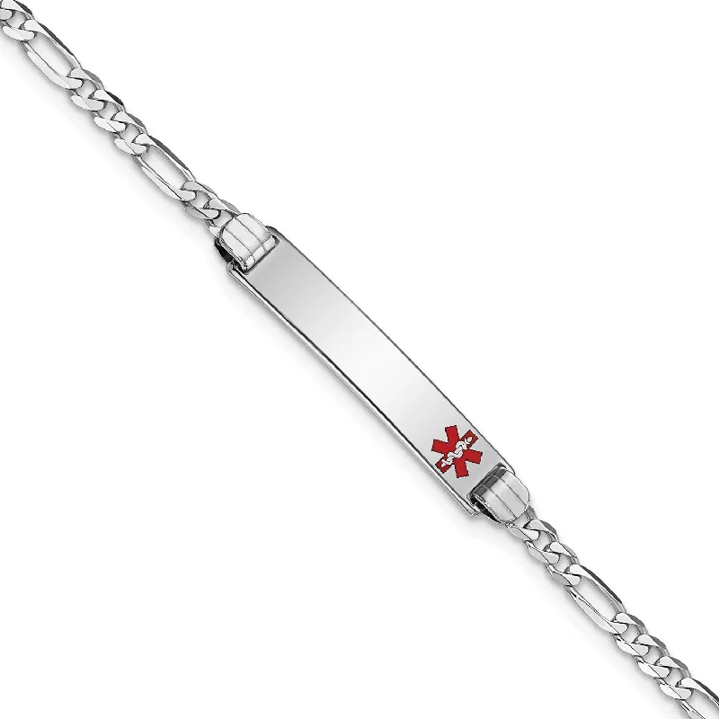 14KT White Gold 7-inch 5.2MM Medical Figaro ID Bracelet