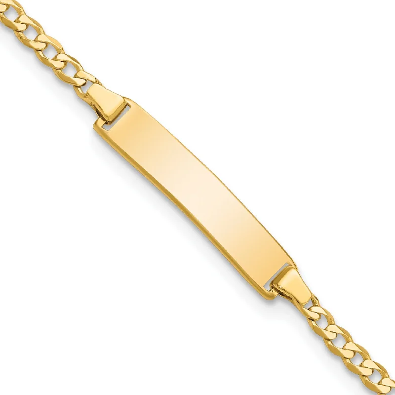 14KT Yellow Gold 5.5" 4.5MM Flat Curb ID Bracelet