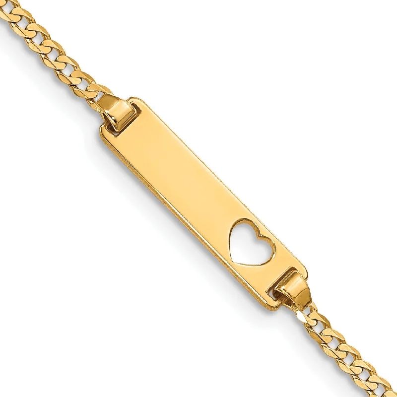 14KT Yellow Gold 5.5-inch 5MM Childrens Heart ID Bracelet