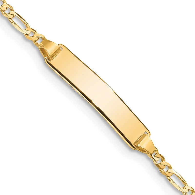 14KT Yellow Gold 6-inch 5MM Childrens Lobster Clasp Figaro ID Bracelet