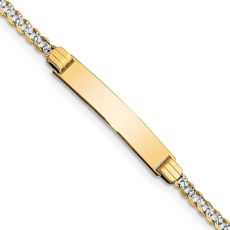 14KT Yellow Gold With Rhodium Plating 6-inch 5MM Childrens Curb ID Bracelet