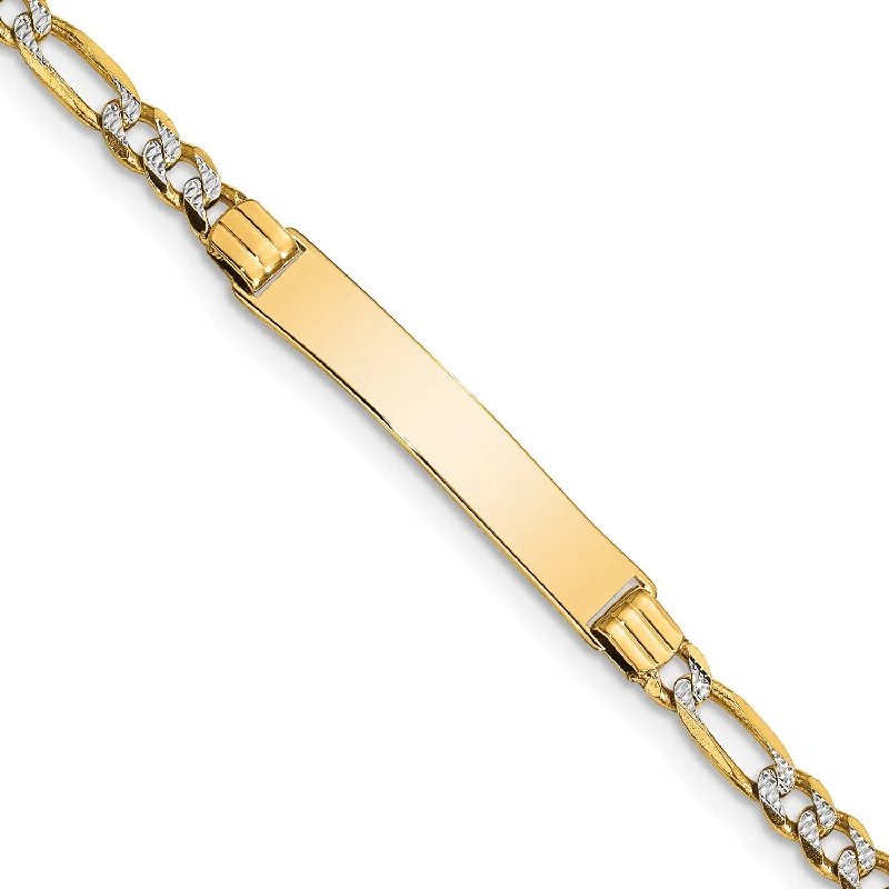 14KT Yellow Gold With Rhodium Plating 6-inch 5MM Childrens Figaro ID Bracelet