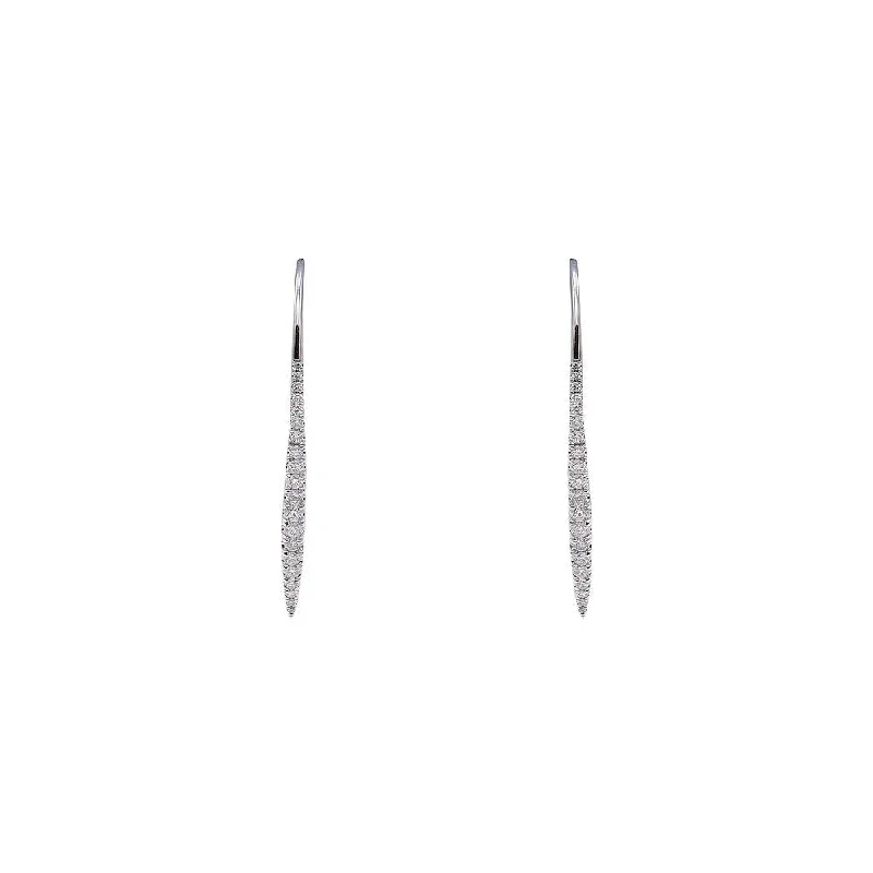 18 Karat White Gold Curved Bar Diamond Earrings