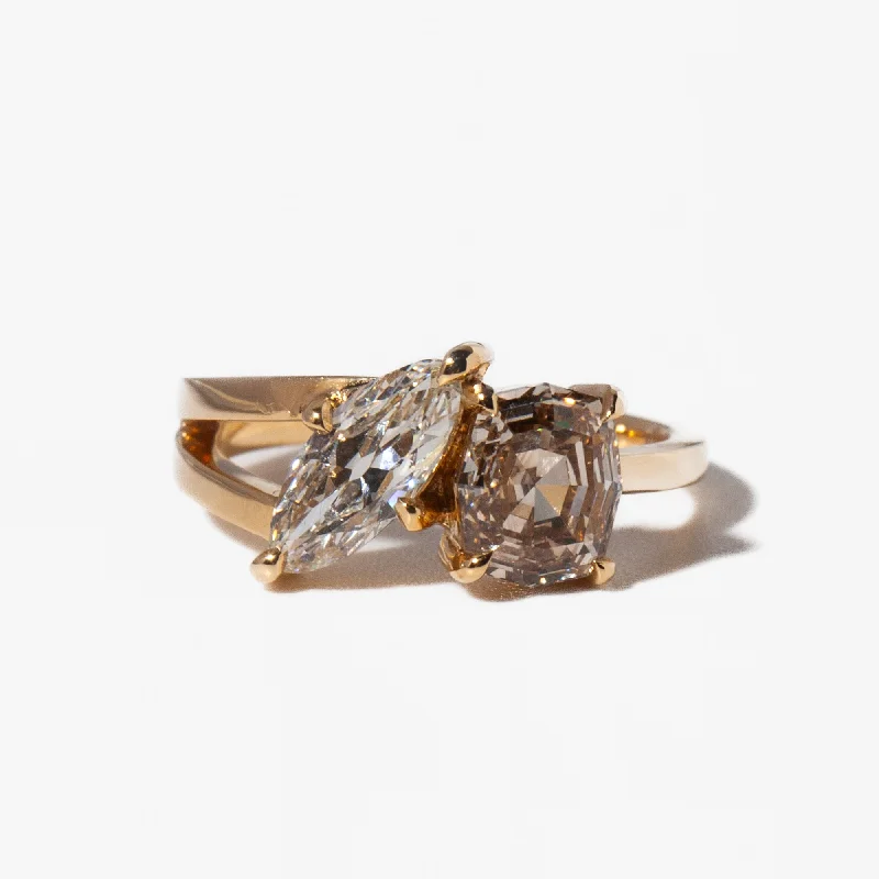 2.32 tcw Marquise & Geometric Step-Cut Maisonette Ring