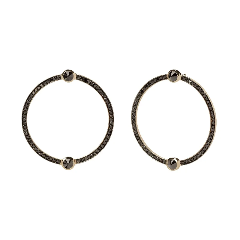 Pointed Black Diamond Hoops