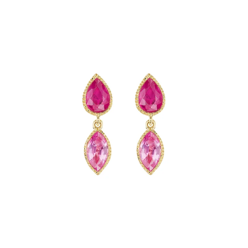 Lakshmi Drop Earrings - Pink Sapphire