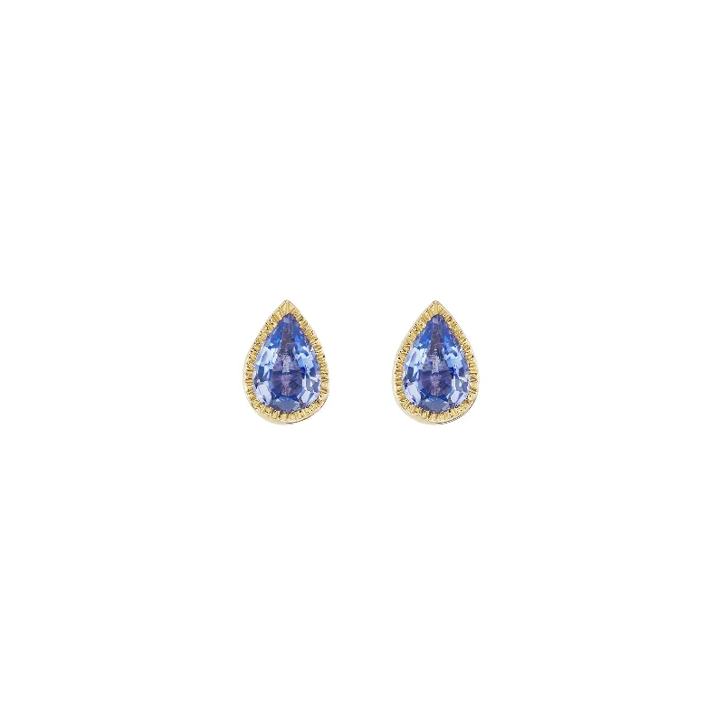 Lakshmi Teardrop Studs - Blue Sapphire