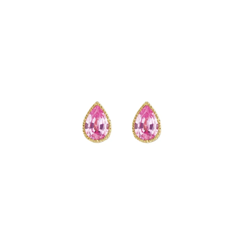 Lakshmi Teardrop Studs - Pink Sapphire