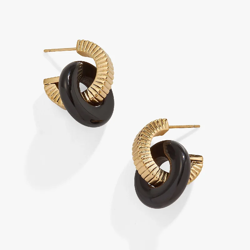 Black Onyx Textured Earrings