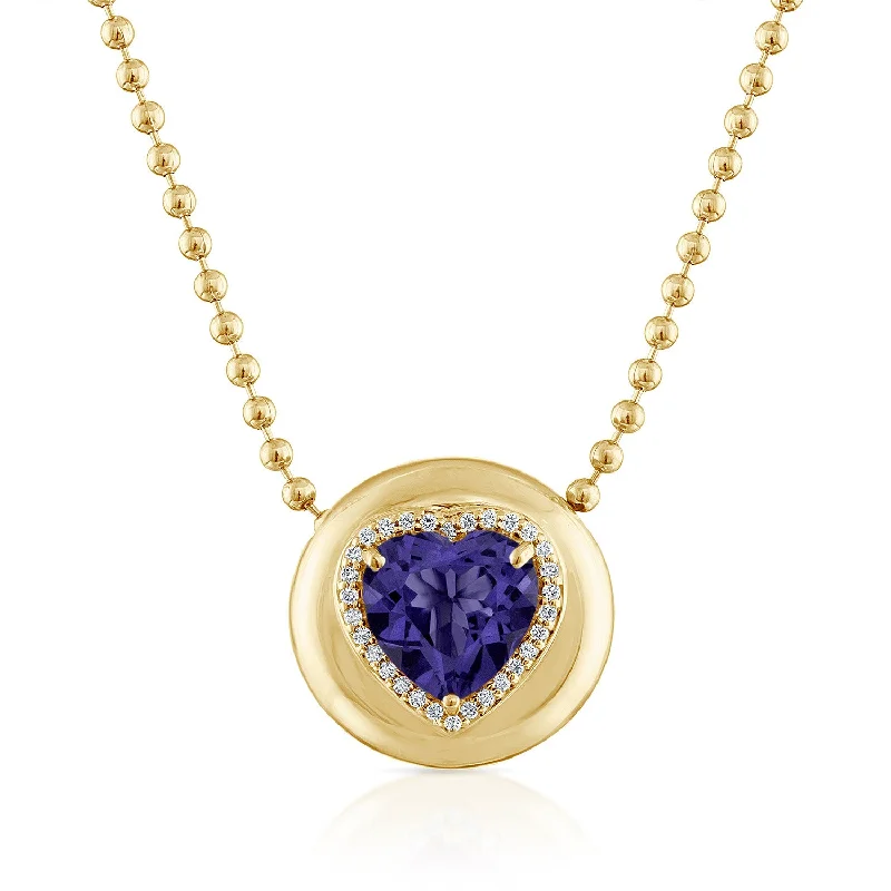 14K Yellow Gold / Heart / Iolite