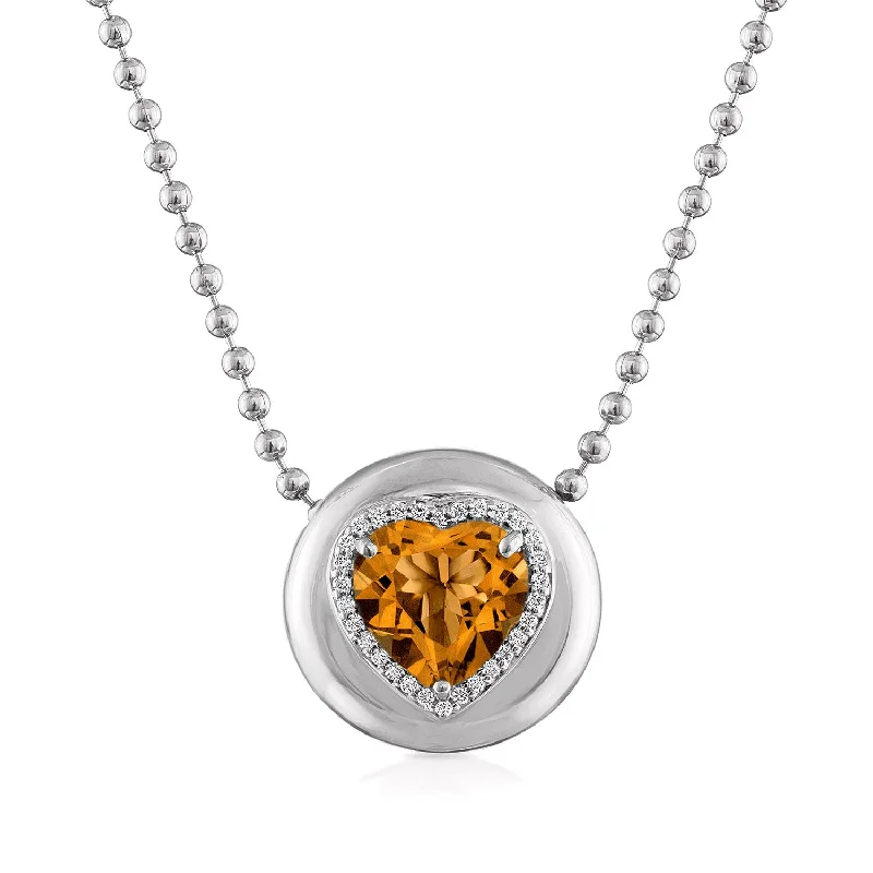 14K White Gold / Heart / Citrine