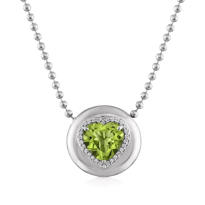 14K White Gold / Heart / Peridot