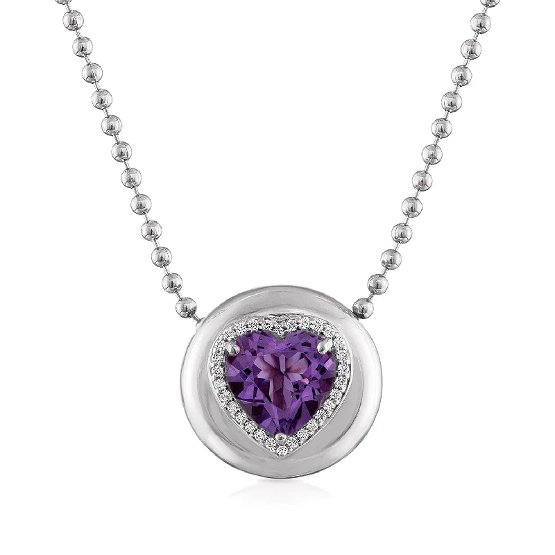 14K White Gold / Heart / Amethyst