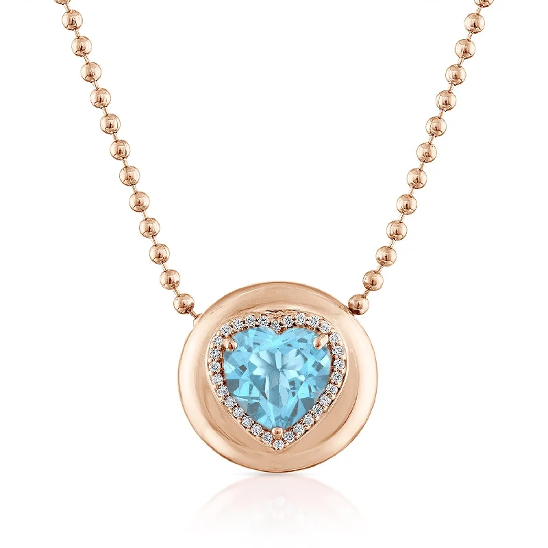 14K Rose Gold / Heart / Blue Topaz