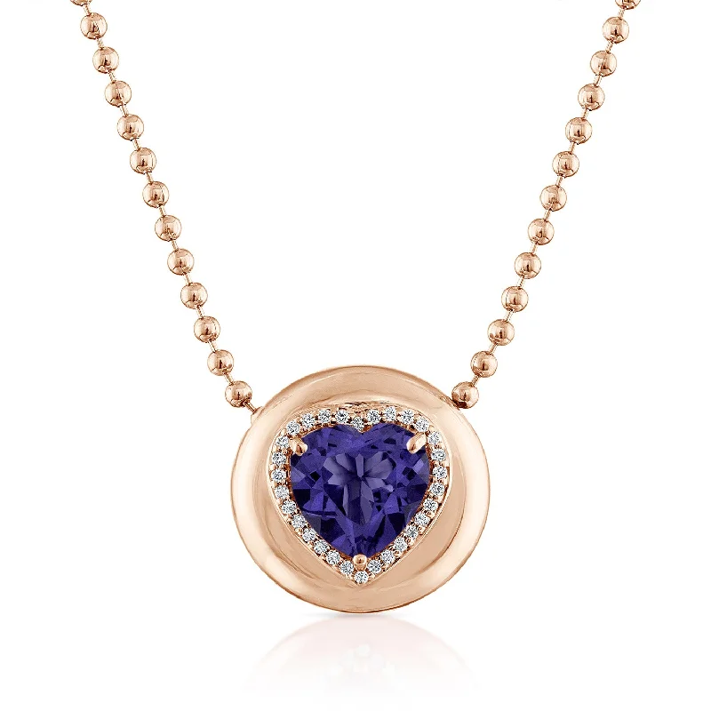 14K Rose Gold / Heart / Iolite