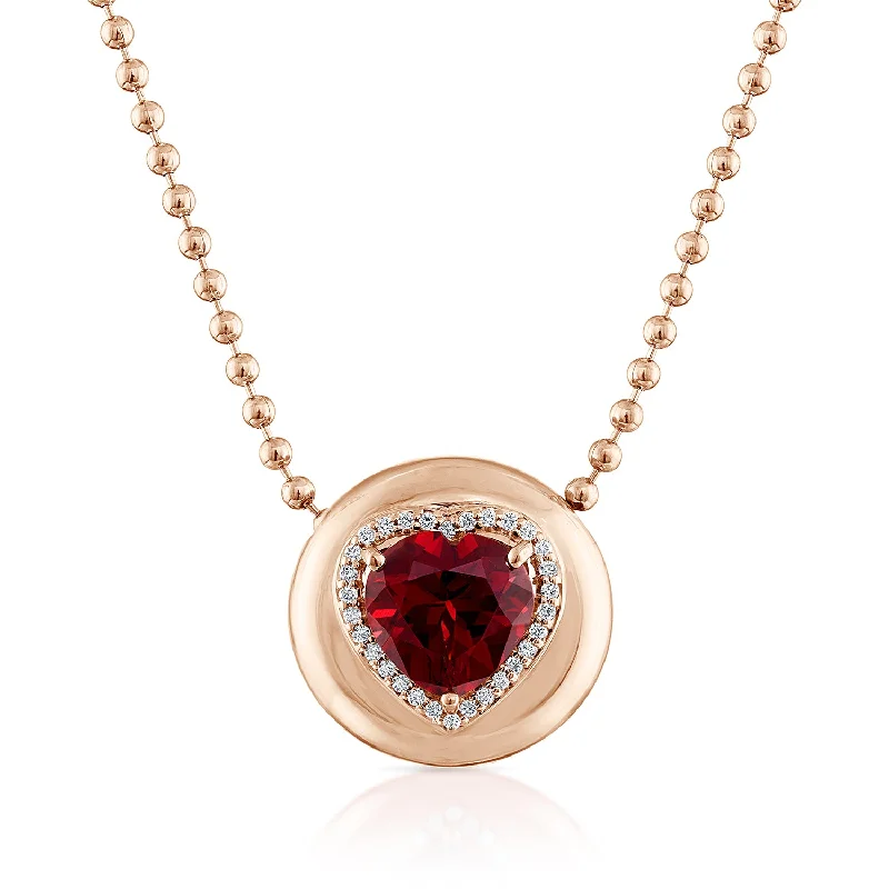 14K Rose Gold / Heart / Garnet