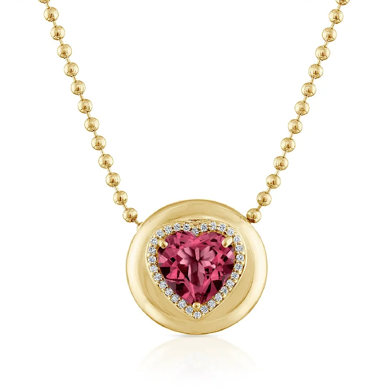 14K Yellow Gold / Heart / Pink Tourmaline