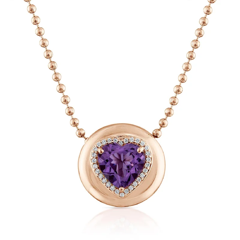 14K Rose Gold / Heart / Amethyst