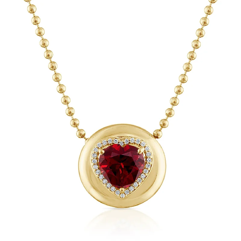 14K Yellow Gold / Heart / Garnet