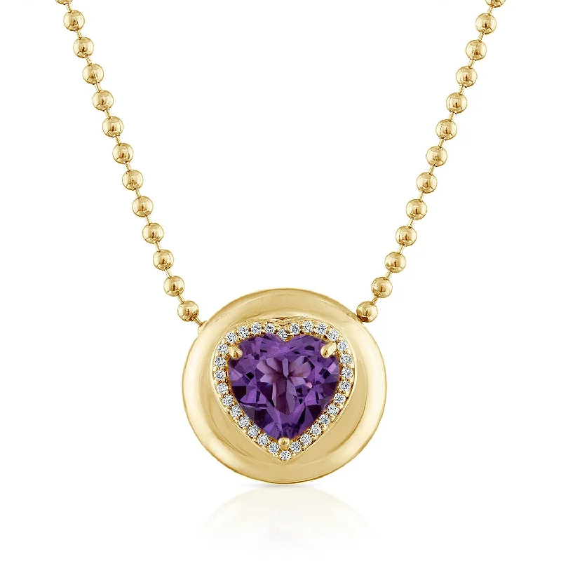 14K Yellow Gold / Heart / Amethyst