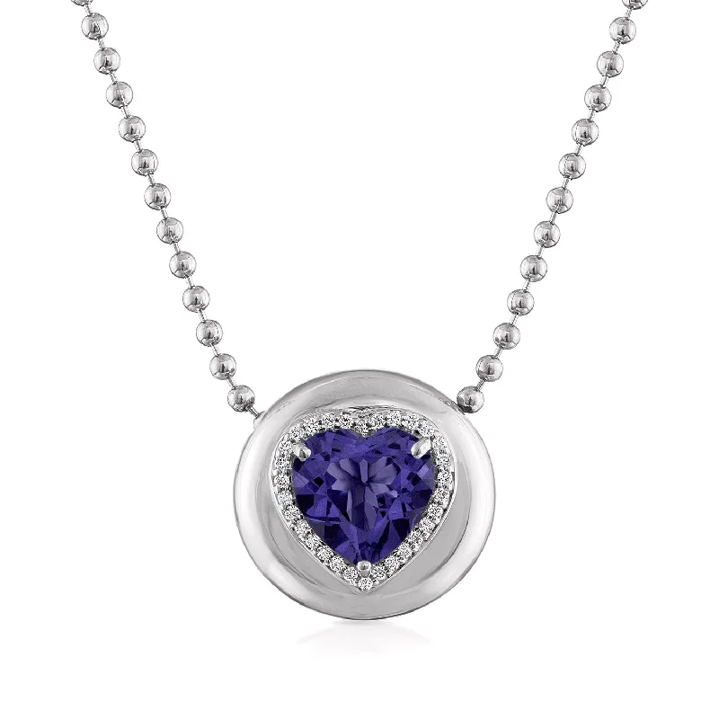 14K White Gold / Heart / Iolite