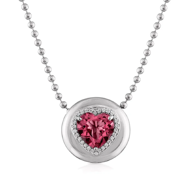 14K White Gold / Heart / Pink Tourmaline