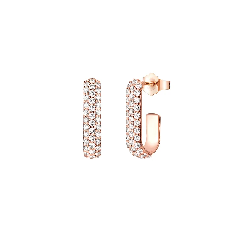 XL Diamond Pin Hoops - Rose Gold