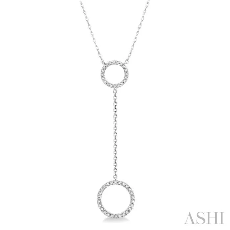 1/6 Ctw Twin Circle Round Cut Diamond 'Y' Necklace in 10K White Gold