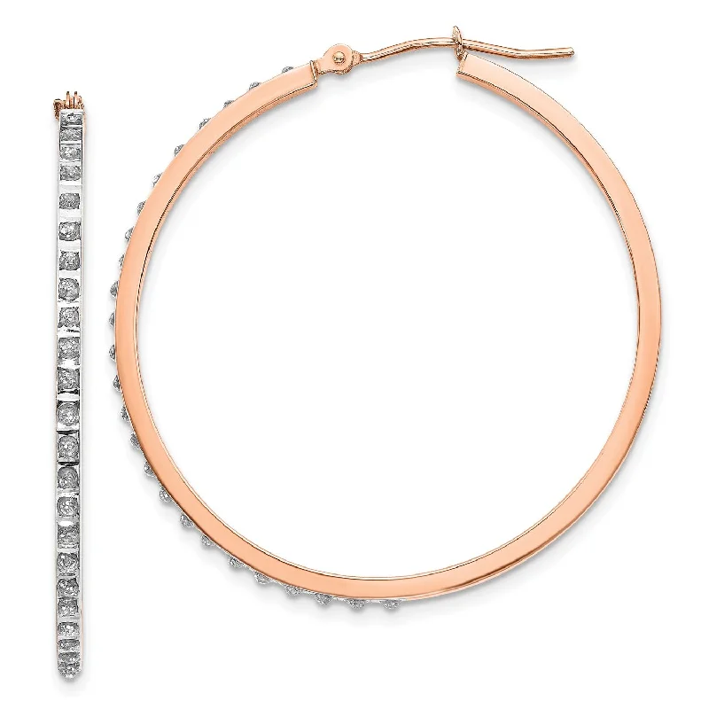 Diamond Fascination 14KT Rose Gold Diamond 40X2MM Diamond Accent Hoop Earrings