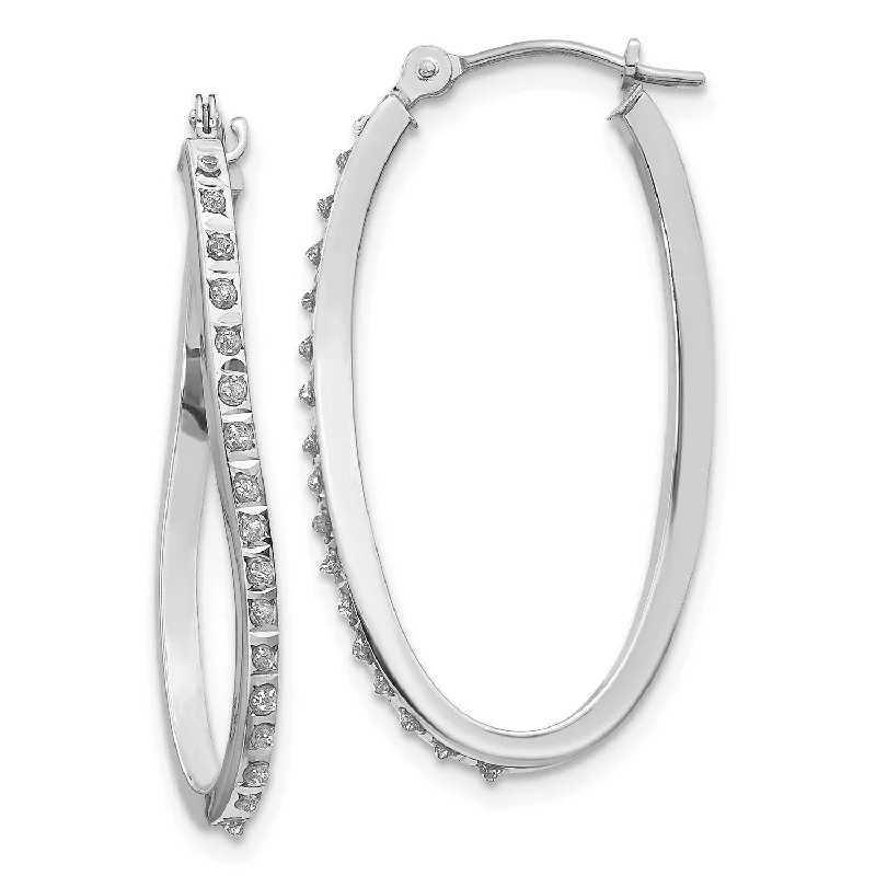 Diamond Fascination 14KT White Gold Diamond 30X1MM Diamond Accent Twist Hoop Earrings