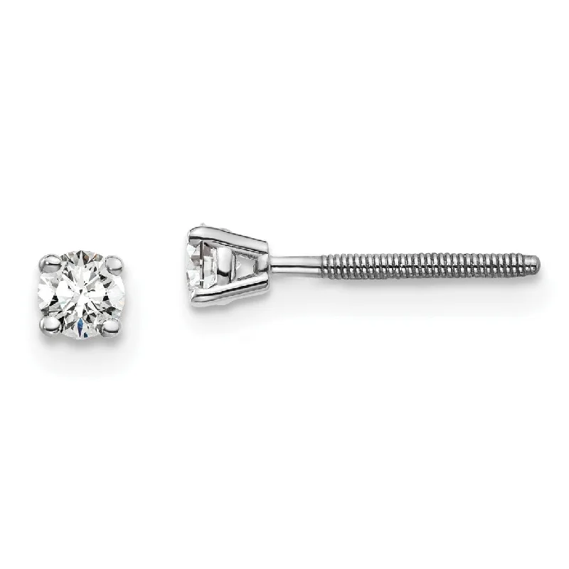 EcoLove 1/5 CTW Round GHI or IGI or GSI Certified Lab Grown Diamond Stud Screwback Earrings in 14KT White Gold