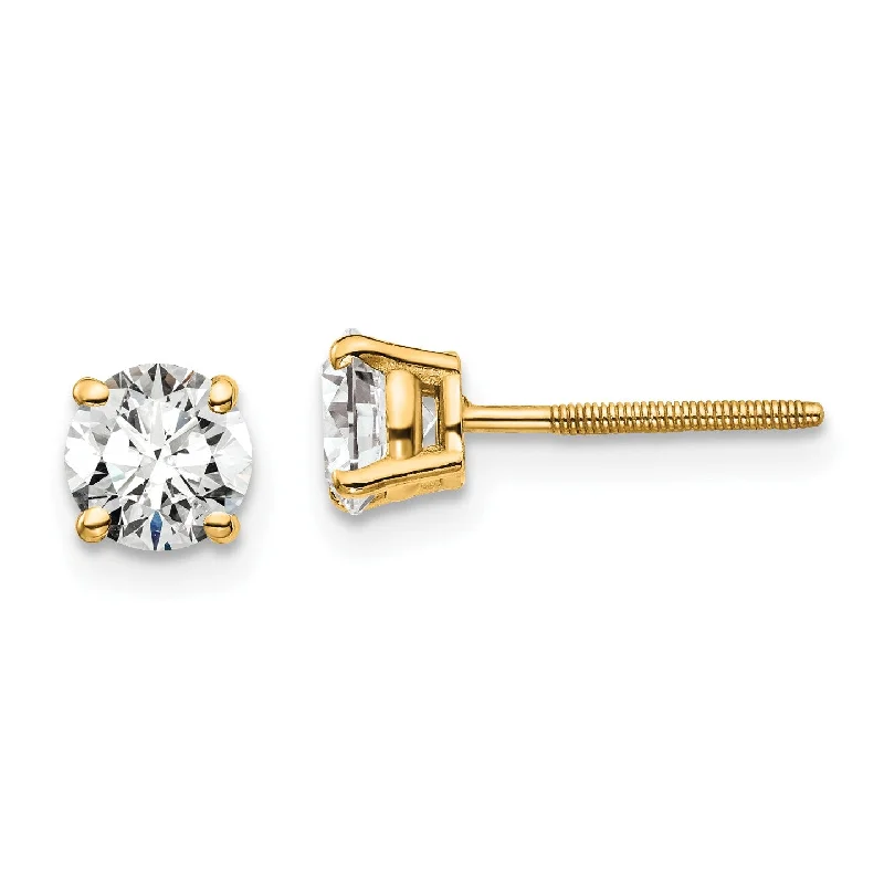 EcoLove 1 CTW Round GHI or IGI or GSI Certified Lab Grown Diamond Stud Screwback Earrings in 14KT Yellow Gold