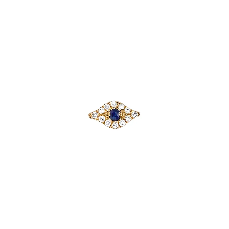 Diamond Evil Eye Stud - Sapphire