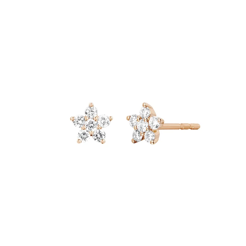 Diamond Flower Studs - Rose Gold