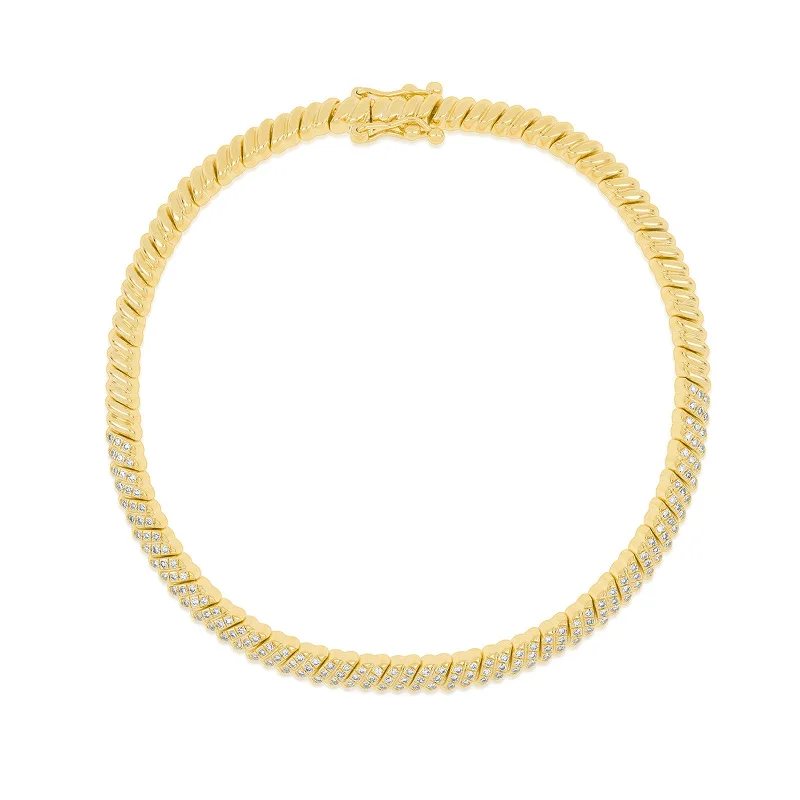 Half Pave Diamond Twist Bracelet