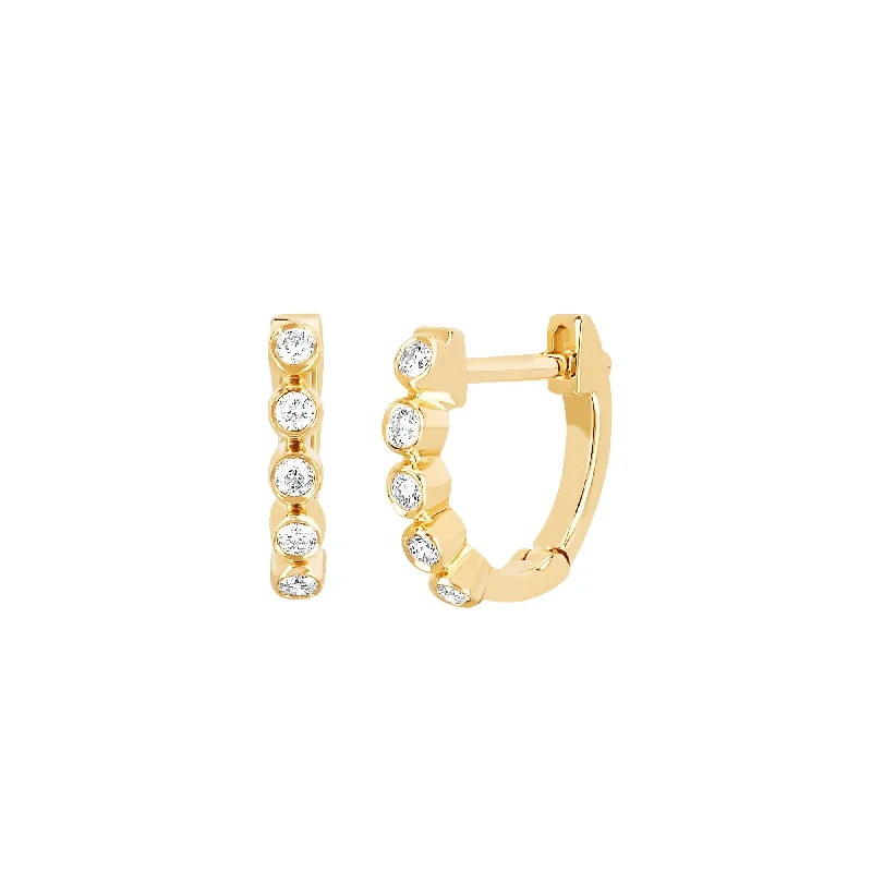 Mini Diamond Bezel Huggies - Yellow Gold