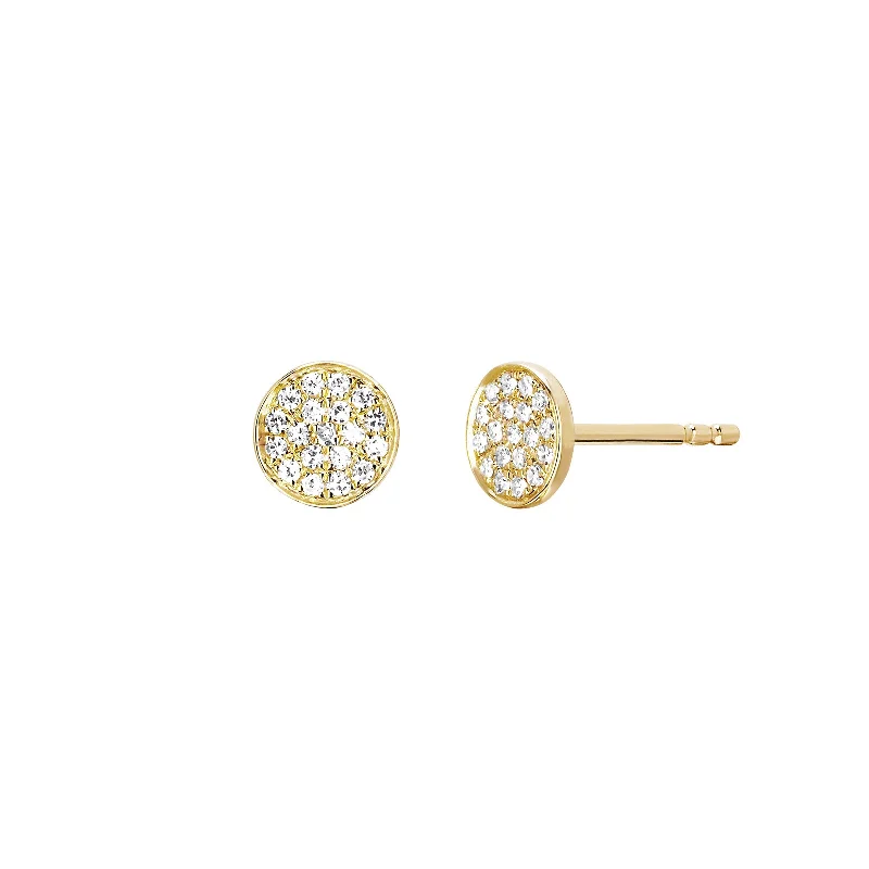 Mini Disc Diamond Studs - Yellow Gold