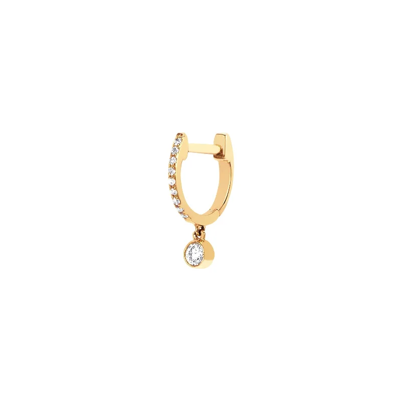 Mini Pave Huggie Bezel Drop - Yellow Gold