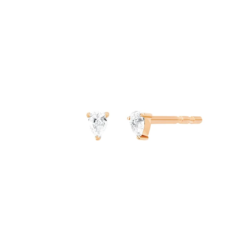 Mini Pear Diamond Studs - Rose Gold