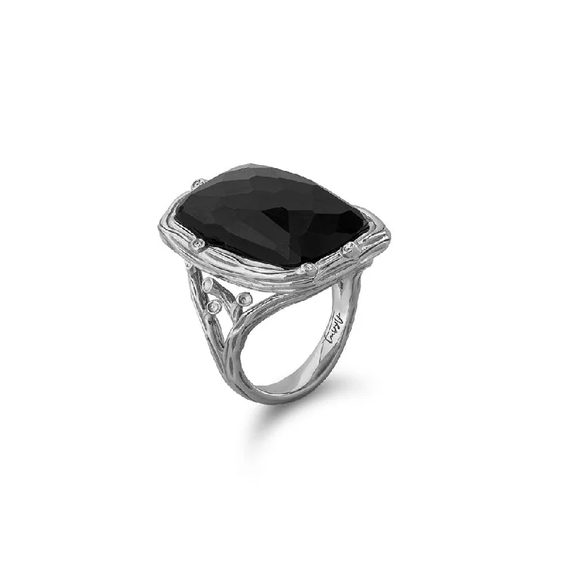 Enchanted Forest Ring with Hematite Doublet and Diamonds