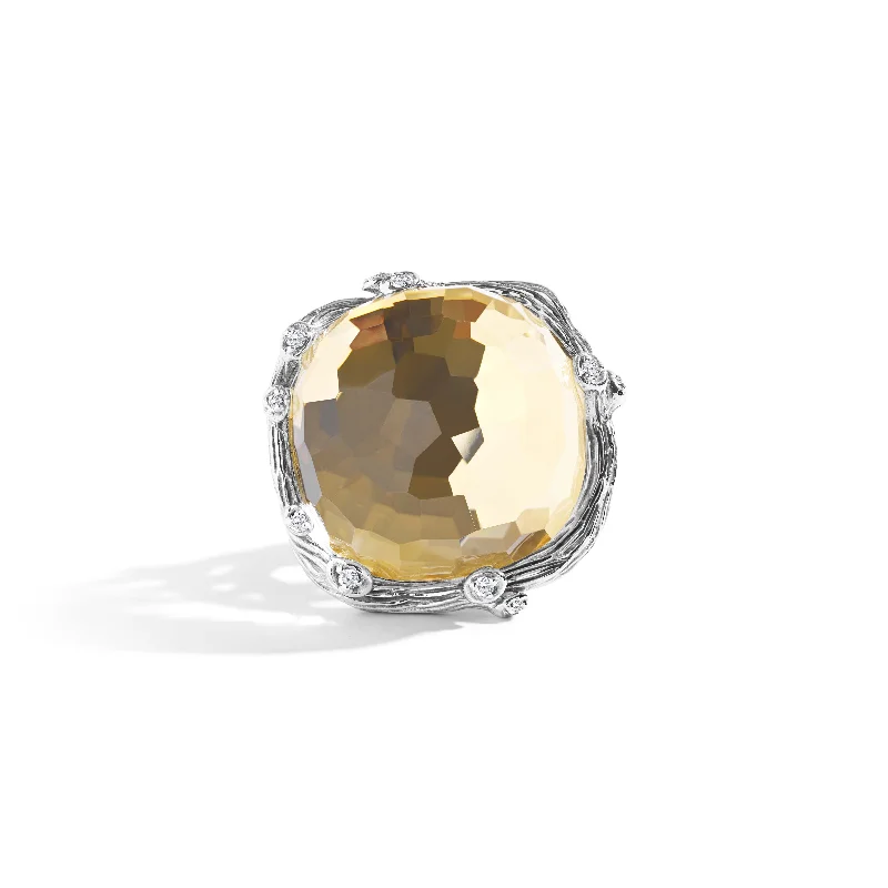 Enchanted Forest Ring with Gold Doublet and Diamonds