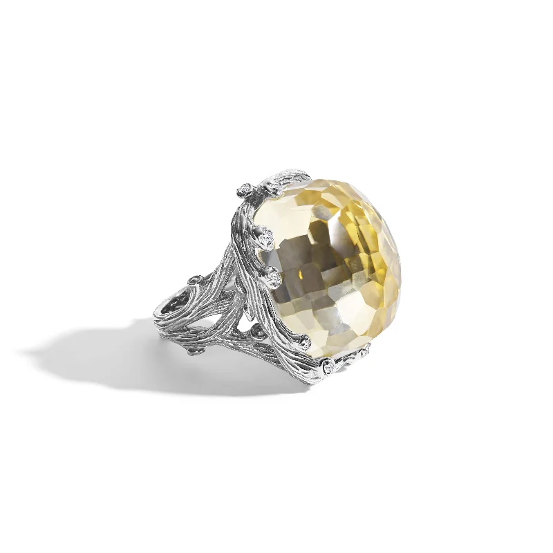 Enchanted Forest Ring with Gold Doublet and Diamonds